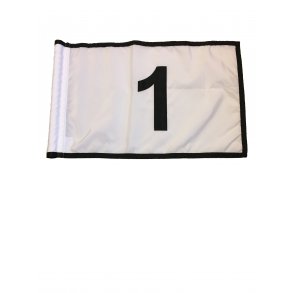 Lagersalg - Golf Flag - hvid m. sort kant, nummereret 1-9