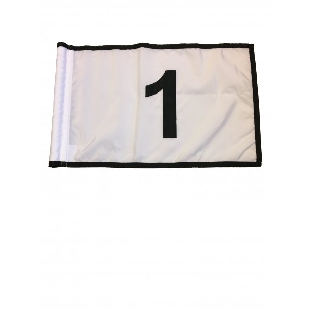 Lagersalg - Golf Flag - hvid m. sort kant, nummereret 1-9