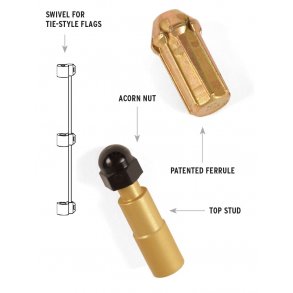 Knop til flagstang, sort nylon (6 stk.)