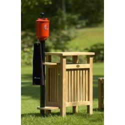 Affaldsstativ i Teaktr (inkl - affaldsbeholder i plastik)