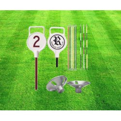 Komplet puttinggreen flagstang med aluminiumshoved, hndtag og fod (boldlfter)