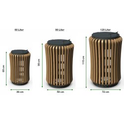 Affaldsspand i tr, 60, 90 og 120 Liter